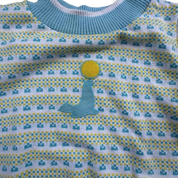 Vintage Healthtex Blue and Yellow Patterned Baby Romper - Picture 2 of 5